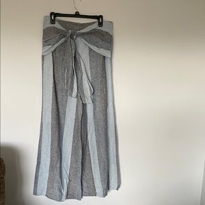 NWOT Linen Gray and Blue Striped Pant